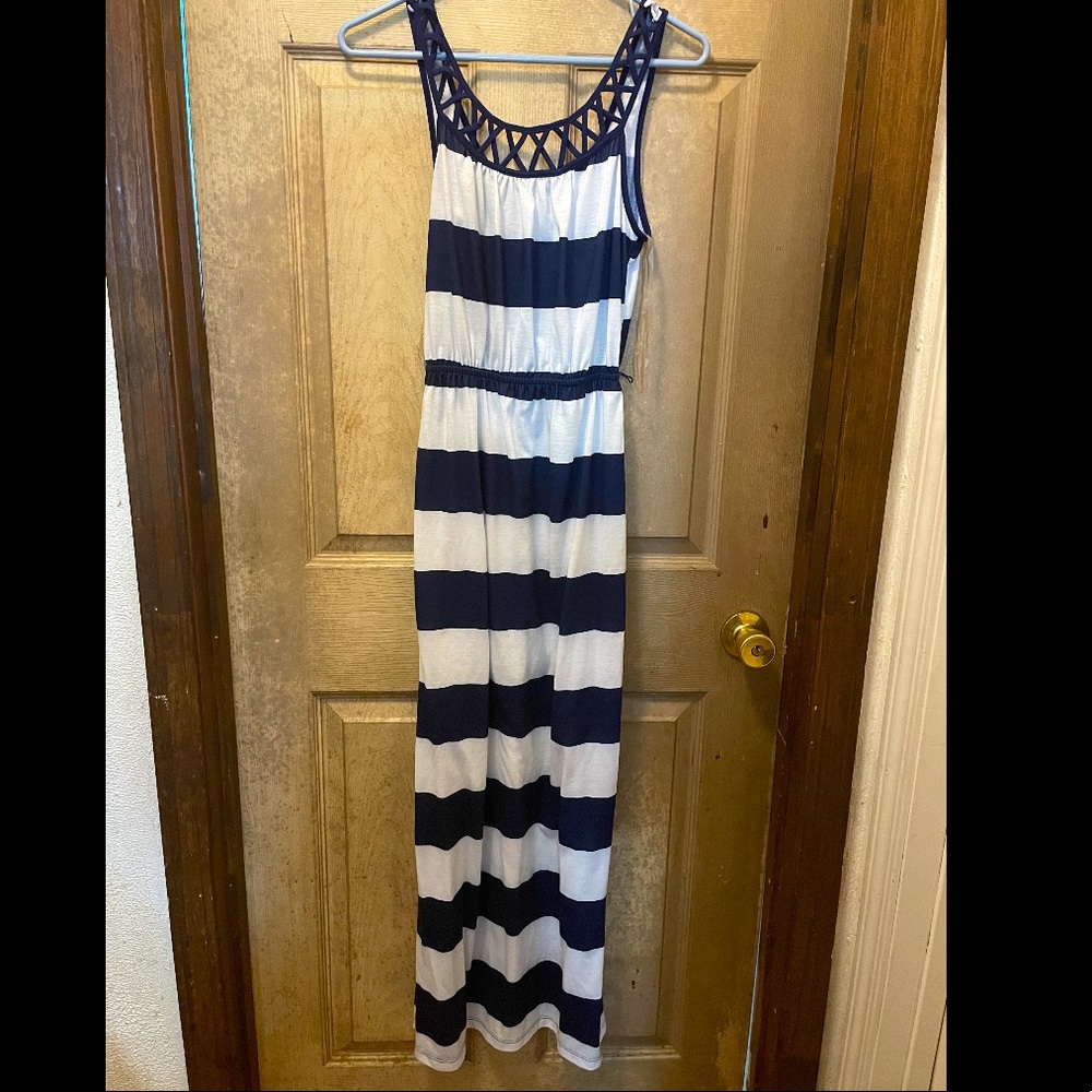 Navy blue striped dress